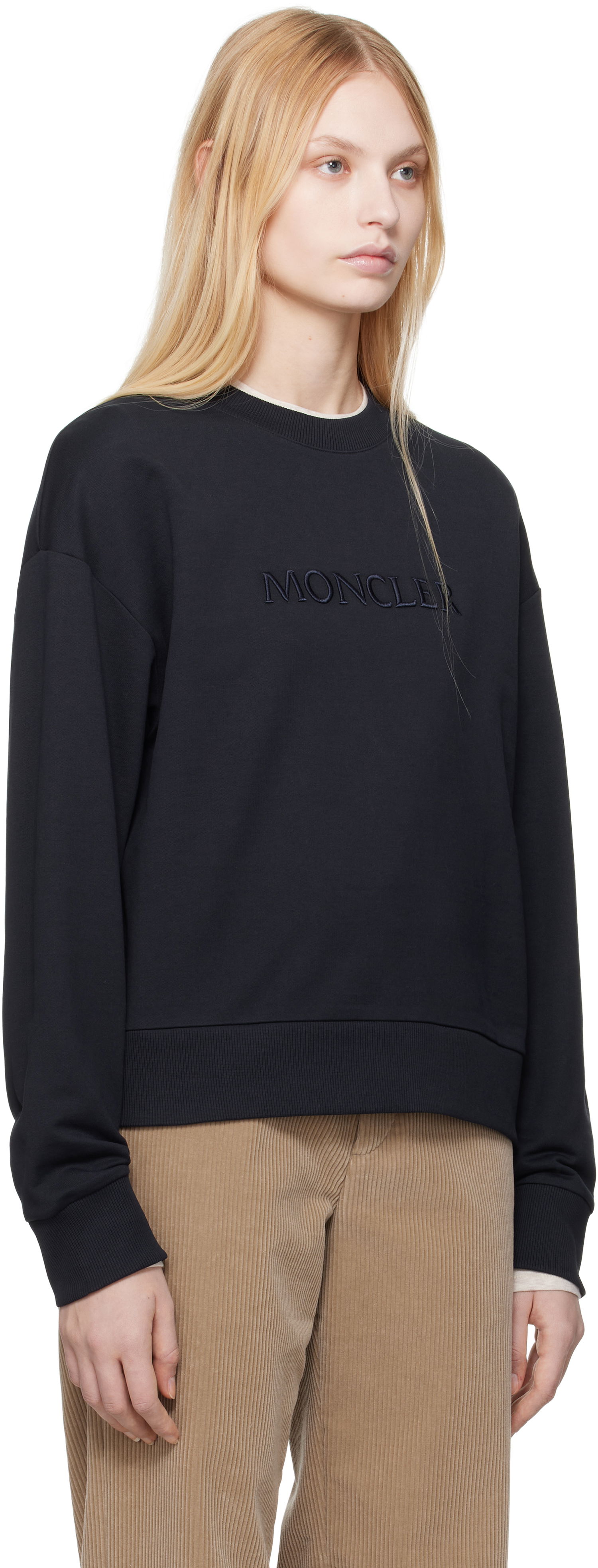 Pleteni pulover Moncler Moncler Embroidered Logo Sweatshirt Črna | K10938G0001689A1K, 1
