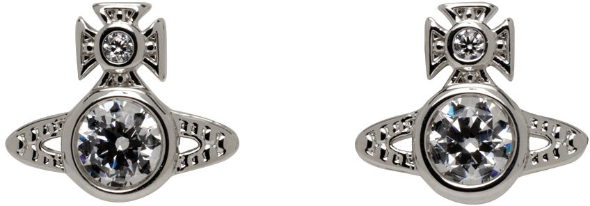 Uhani Vivienne Westwood Silver Orb Crystal Earrings Kovinski | 62010220-02P102-SM, 0