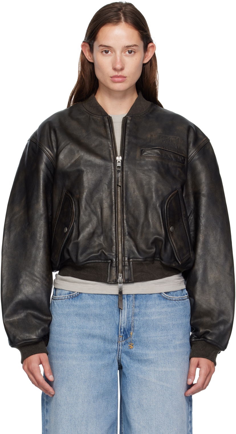 Bomber jakna Ksubi Ksubi Alpha Crop Leather Bomber Jacket Črna | WFA25JK009