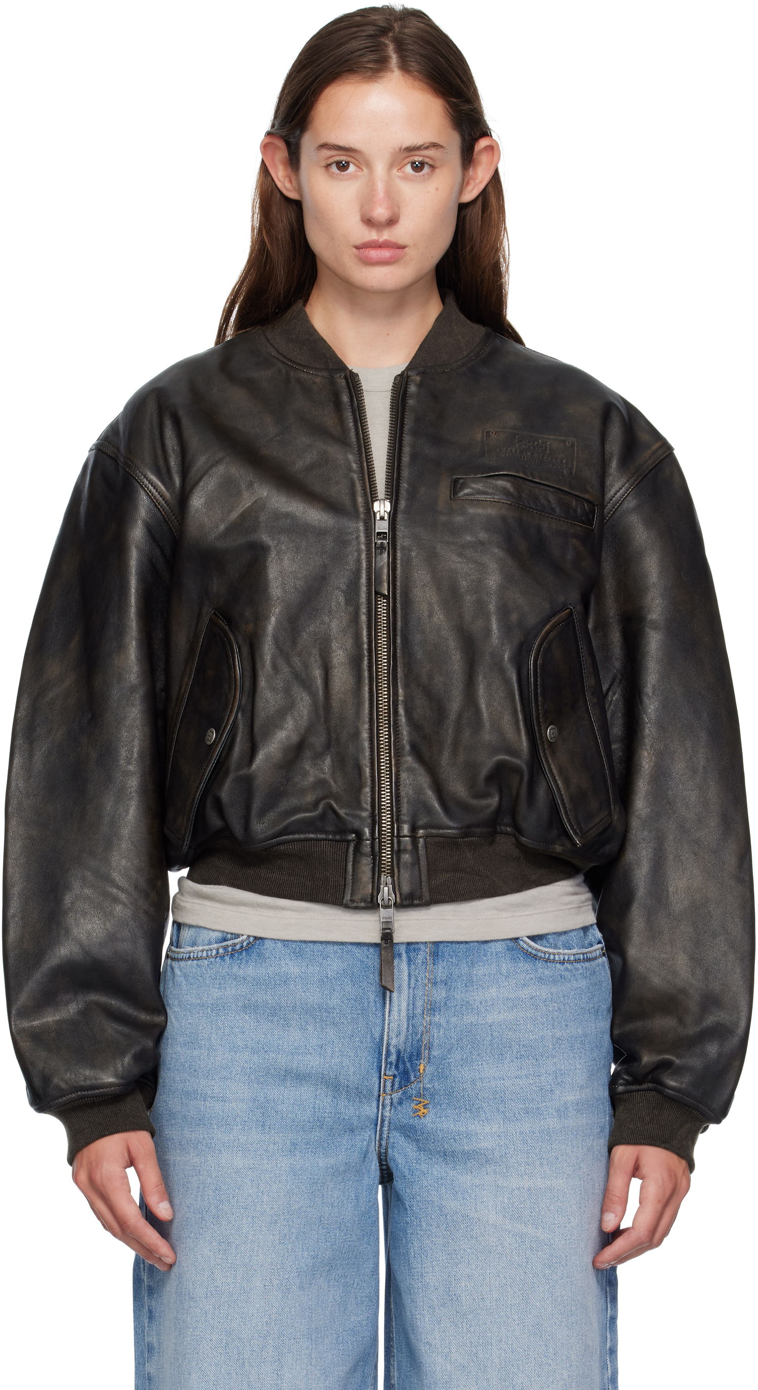 Bomber jakna Ksubi Ksubi Alpha Crop Leather Bomber Jacket Črna | WFA25JK009, 0