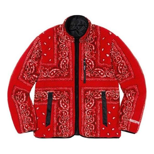 Pulover Supreme Reversible Bandana Fleece Jacket Rdeča | SUP-FW19-342