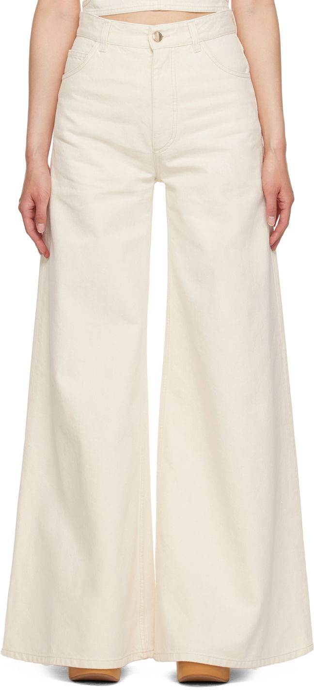 Kavbojke CHLOÉ Wide Leg Jeans Bela | CHC23UDP22152