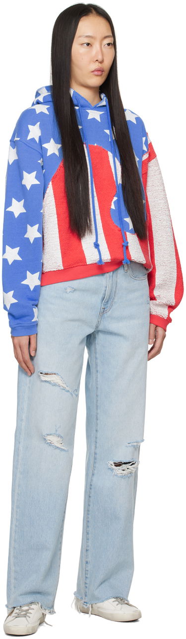 Pulover ERL Stars & Stripes Swirl Print Fleece Hoodie Rdeča | ERL07T022, 3