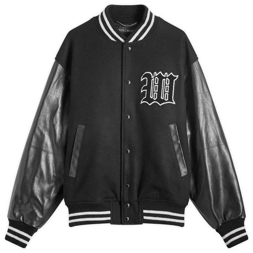 Bomber jakna WACKO MARIA Varsity Leather Črna | 24FW-WMO-BL16-BLK