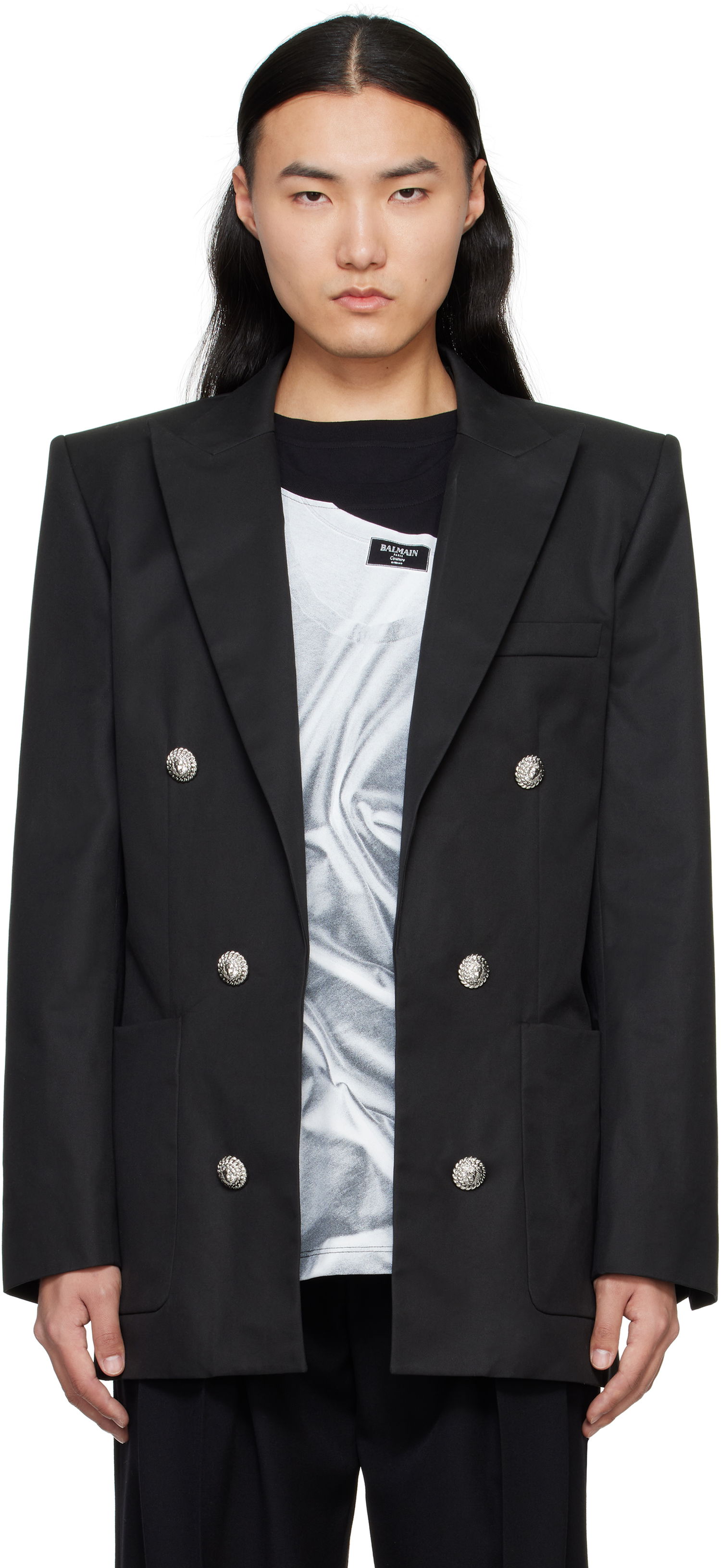 Jakna Balmain Balmain Six-Button Blazer Črna | EH1SG165CF74, 0