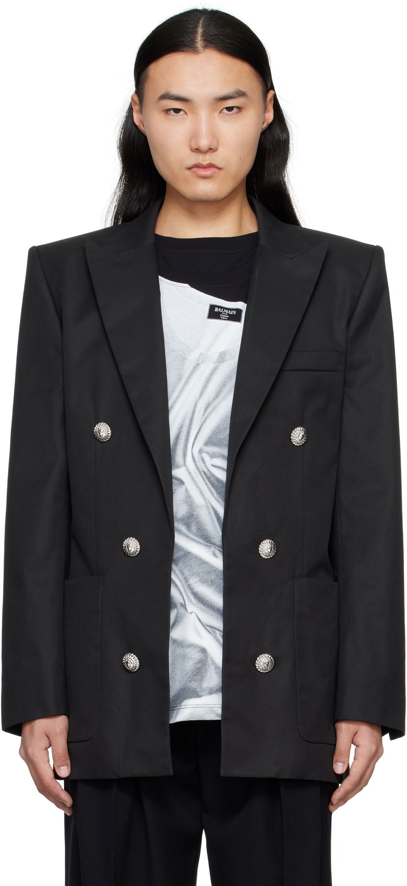 Jakna Balmain Balmain Six-Button Blazer Črna | EH1SG165CF74