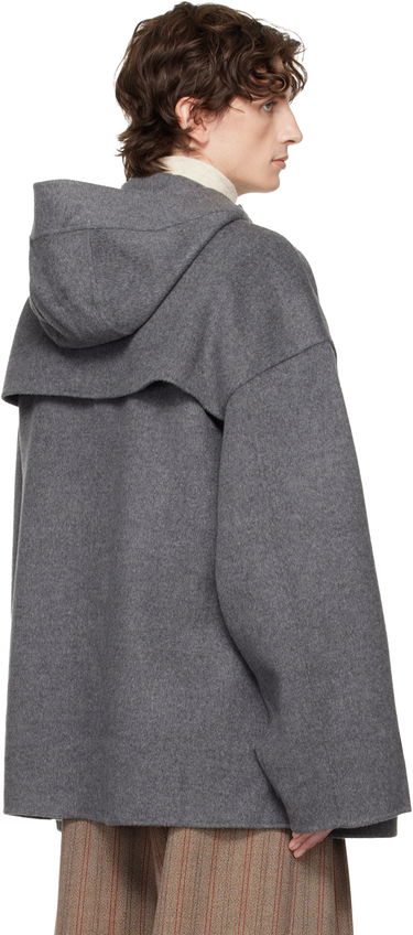 Plašči JW Anderson JW Anderson Oversized Hooded Double-Breasted Felted Peacoat Siva | CO0342-PG1559, 2