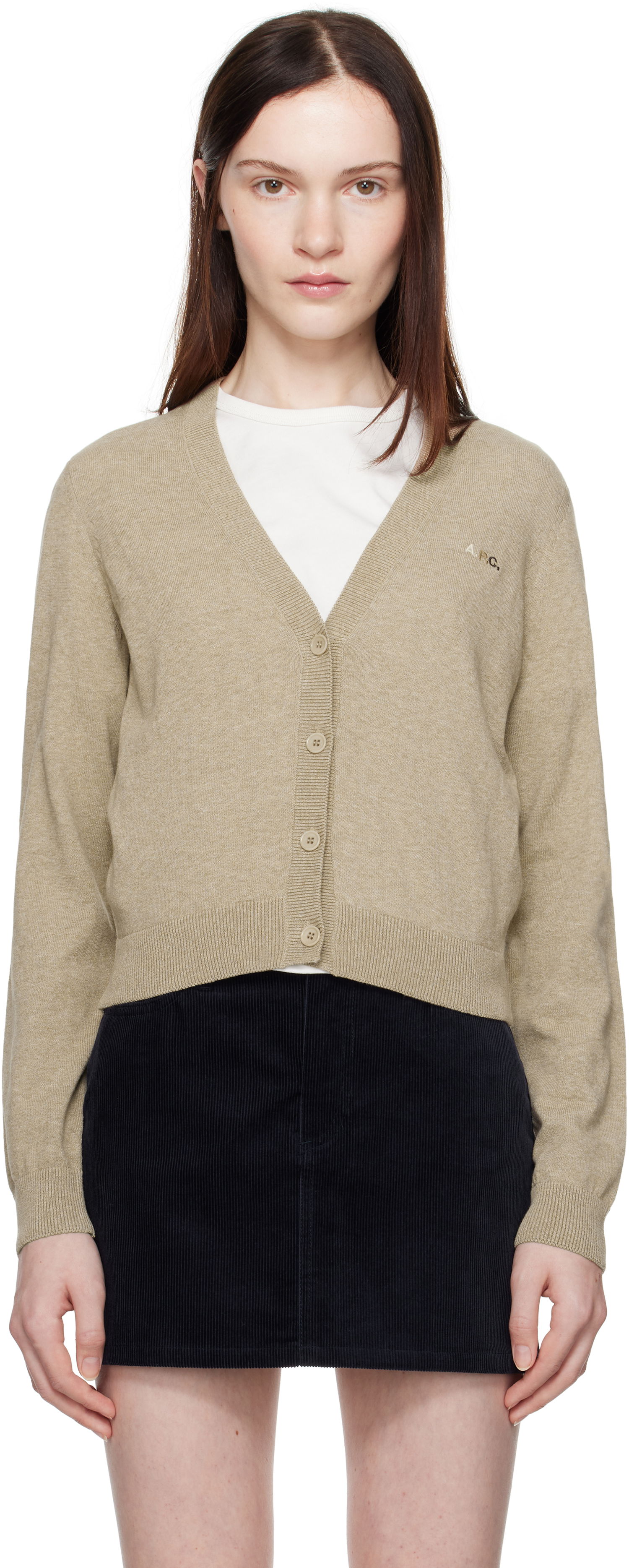 Pleteni pulover A.P.C. Josephine Cropped Cardigan Bež | COEZJ-F22316, 0
