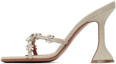 Modni dodatki Amina Muaddi Amina Muaddi Lily 95 Heeled Sandals Bež | LILY SLIPPER 95 CL CANVAS, 2
