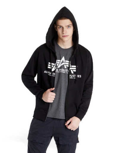 Pulover Alpha Industries Basic Zip Hoodie Črna | 178325 03