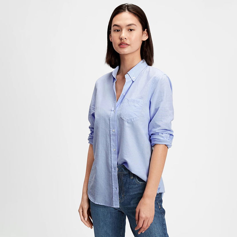 Srajce GAP Fitted Oxford Shirt Light Blue Modra | 269247-00