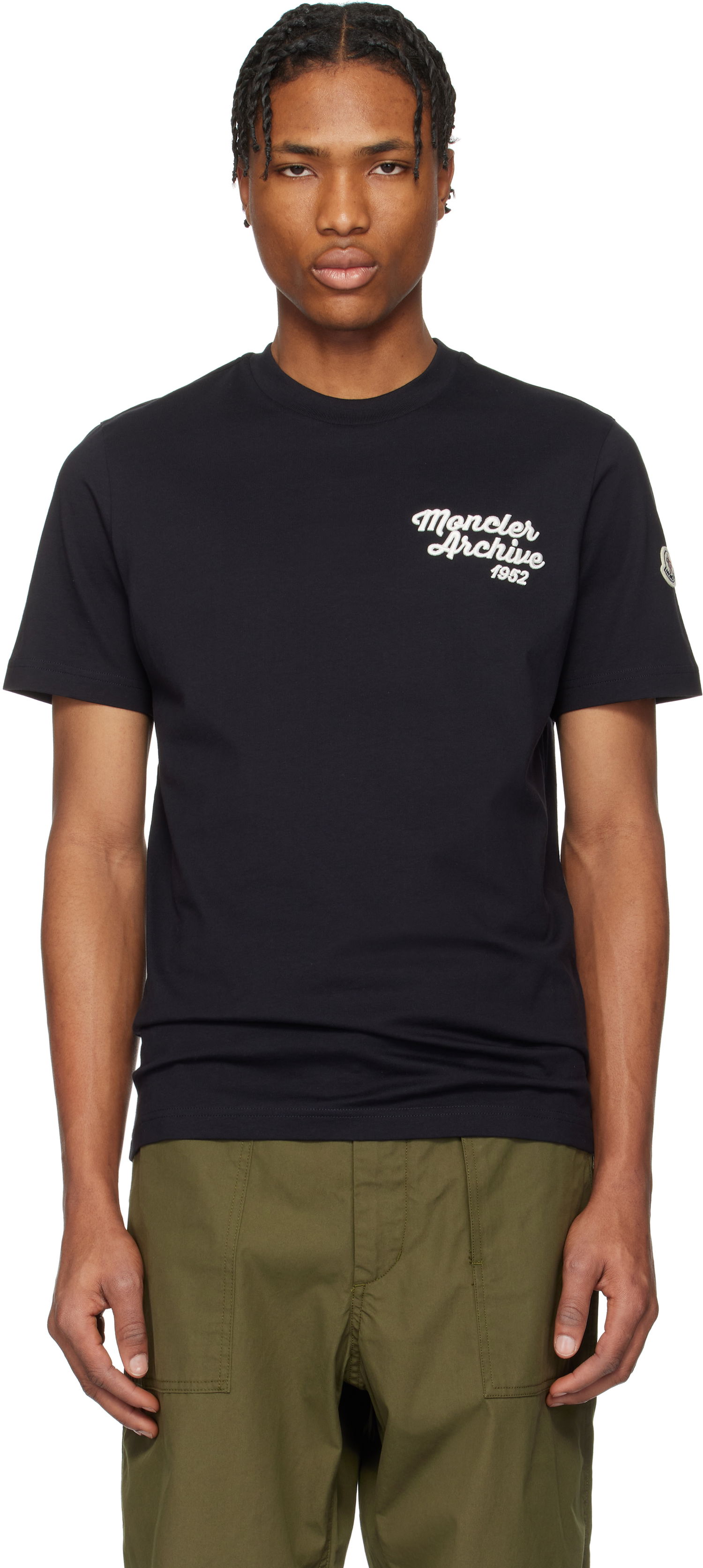 Majica Moncler Moncler Archive Embroidered Logo Cotton T-Shirt Črna | K10918C0006389AJS, 0