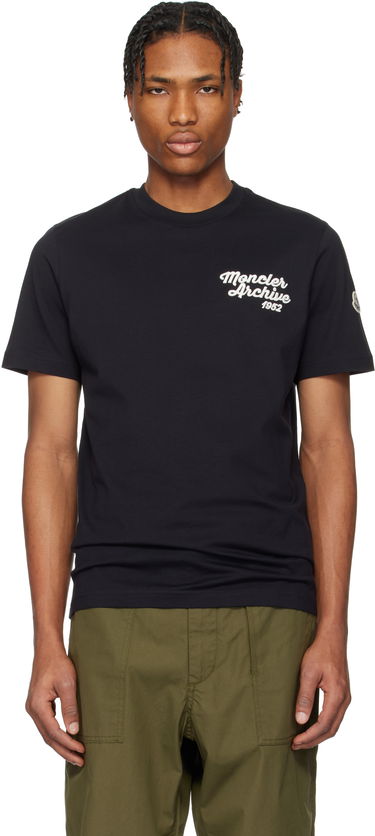 Majica Moncler Moncler Archive Embroidered Logo Cotton T-Shirt Črna | K10918C0006389AJS, 0