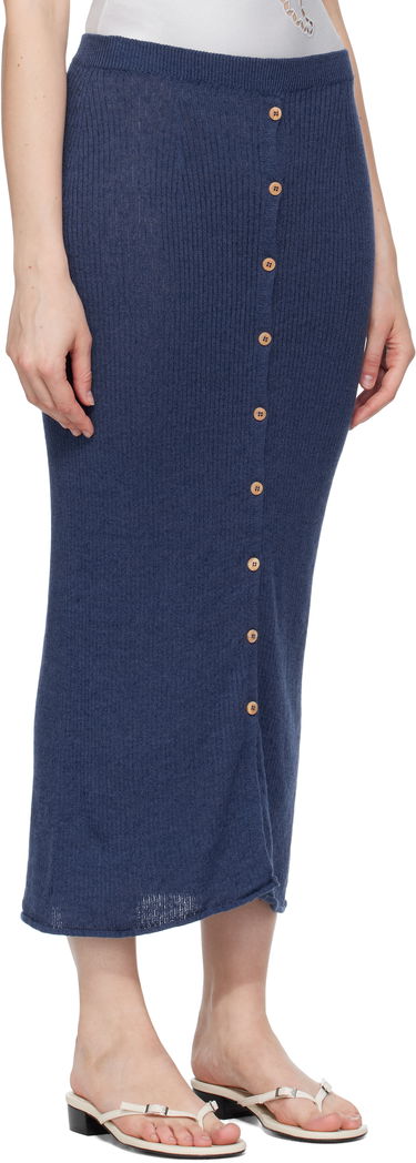 Krila Baserange Baserange Ribbed Knit Midi Skirt with Button Closure Mornarica | SKDR-LI-SU25, 1