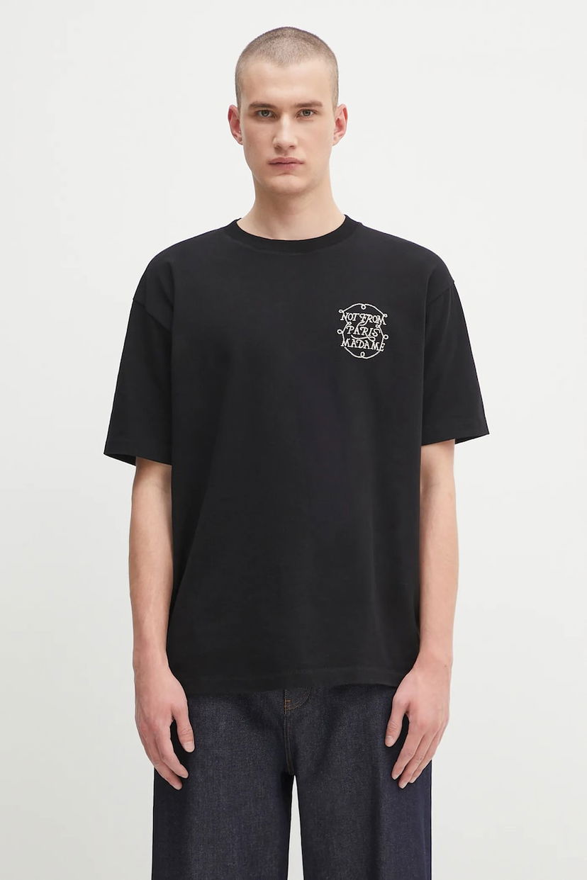 Majica Drôle de Monsieur Drôle de Monsieur Le Tshirt Slogan Tresses T-Shirt Črna | H.TS259.CO134