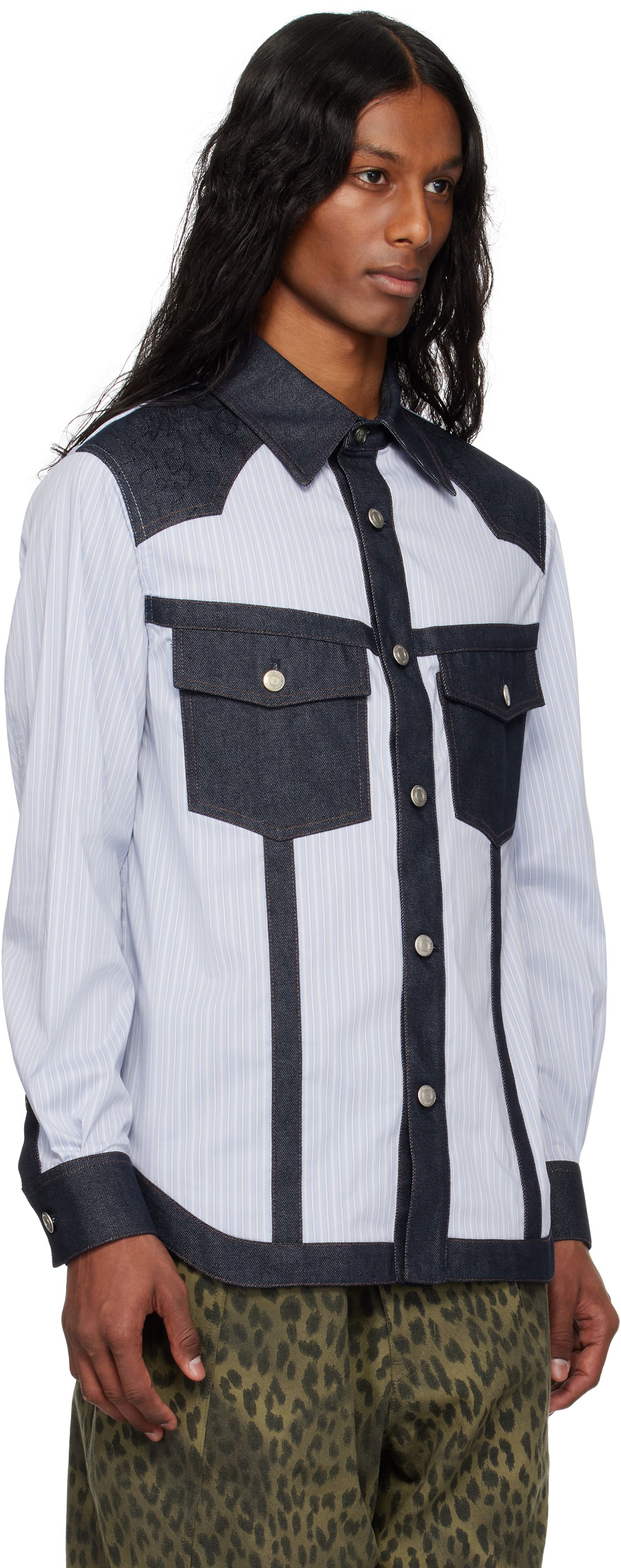 Srajce Andersson Bell Andersson Bell Denim & Stripe Shirt Modra | atb1274m, 1