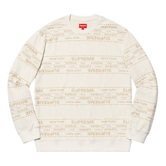 Pleteni pulover Supreme Metallic Jacquard Crewneck Bela | SUP-SS19-643