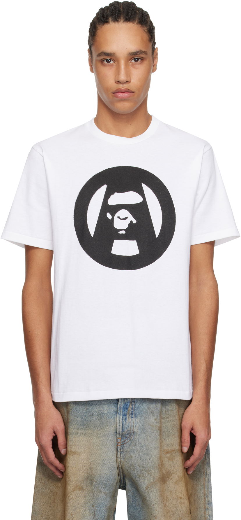 Majica BAPE A Bathing Ape Stencil Circle Ape Face T-Shirt Bela | 001TEL301053M
