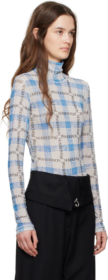 Majice in brezrokavniki JW Anderson JW Anderson Semi-Sheer Logo Turtleneck Top Bela | JO0224-PG1721, 1