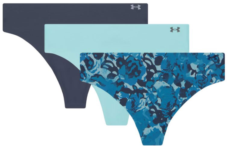 Spodnjice Under Armour Pure Stretch No Show Thong Underwear - 3-Pack Modra | 1383894-293