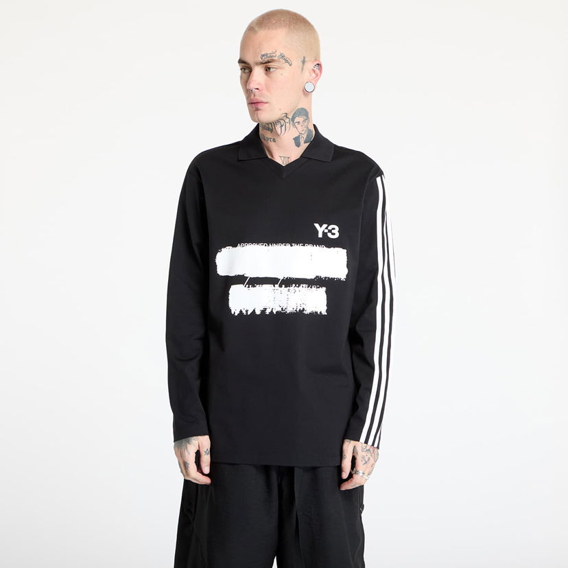 Polo majica Y-3 Graphic Logo Long Sleeve Top Črna | JN4876