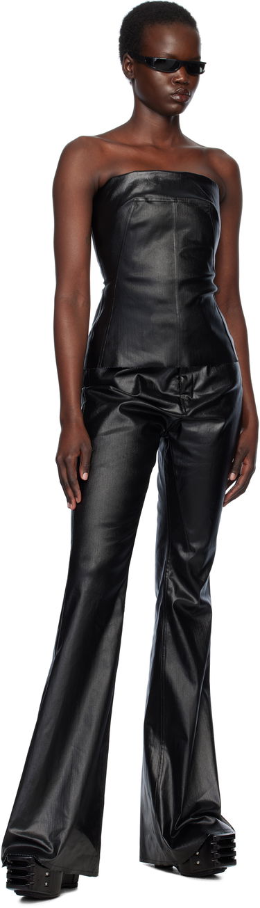 Majica brez rokavov Rick Owens Rick Owens Hollywood Coated Stretch Denim Bustier Top Črna | RP01E7127 SCT, 3