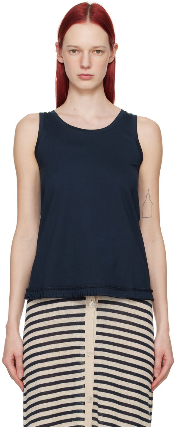 Majica brez rokavov Max Mara Max Mara Racer Tank Top Mornarica | 2419941023600