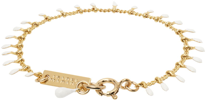 Zapestnica ISABEL MARANT Gold Chain Bracelet With White Charms Bela | BR0003FA-A3B01B, 1
