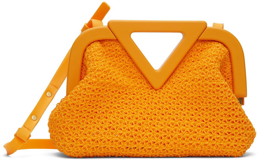 Torbica Bottega Veneta Point Crocheted Top Handle Bag Oranžna | 690673 V1R91, 0