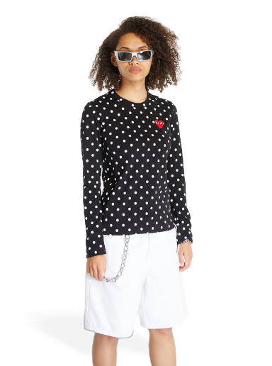 Majica Comme des Garçons PLAY Long Sleeve Tee Črna | AZT165 black