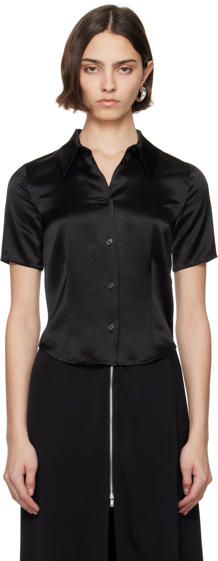 Srajce Nanushka Nanushka Clare Satin Blouse Črna | NW25SSTP20799