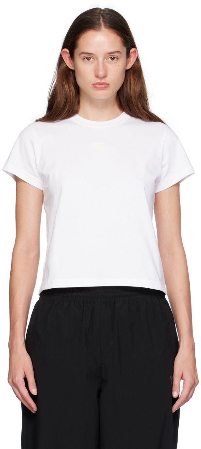 Majica Alexander Wang Puff Logo Shrunken T-Shirt Bela | 4CC3241521