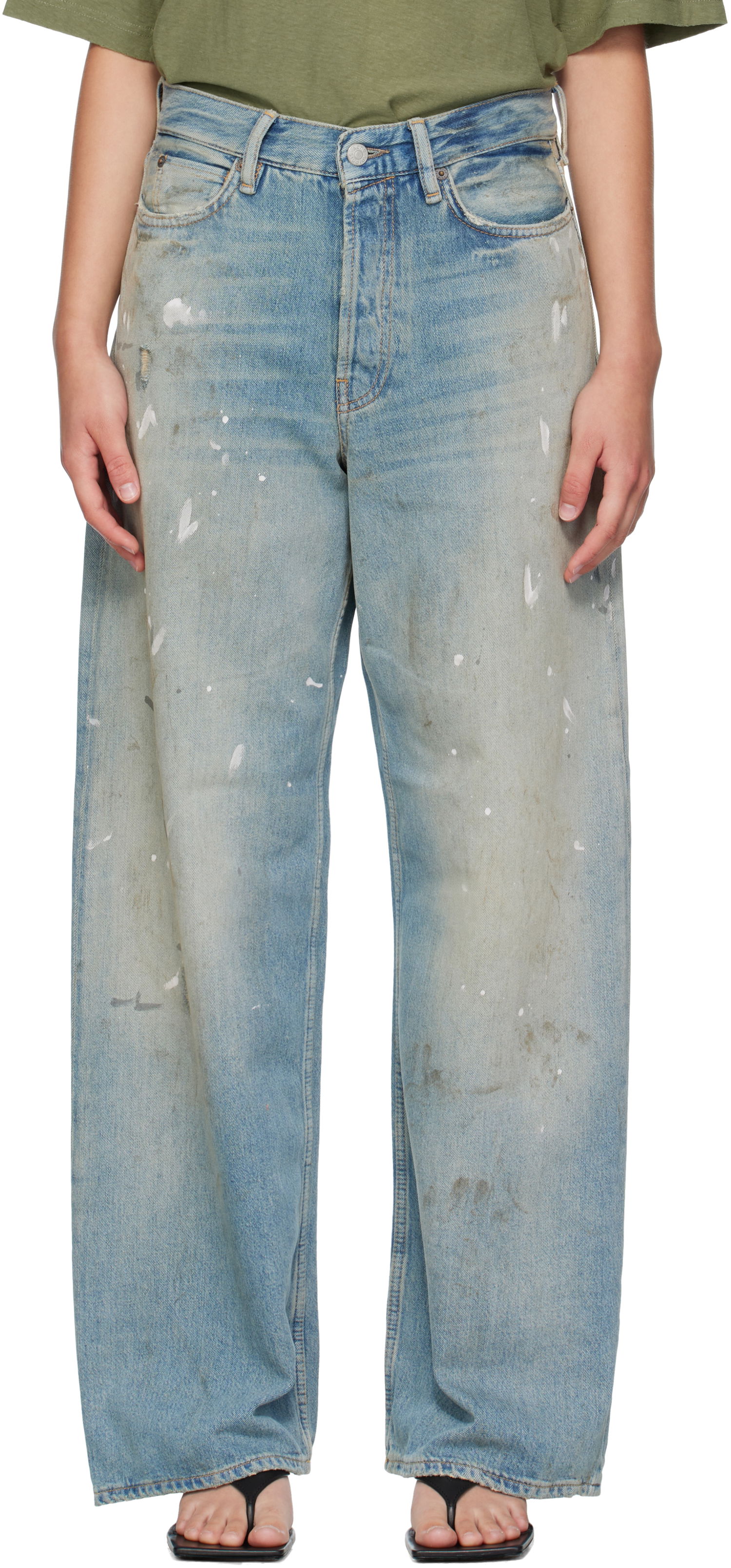 Kavbojke Acne Studios Acne Studios 1981 U Paint Splatter Jeans Modra | C00096-, 0
