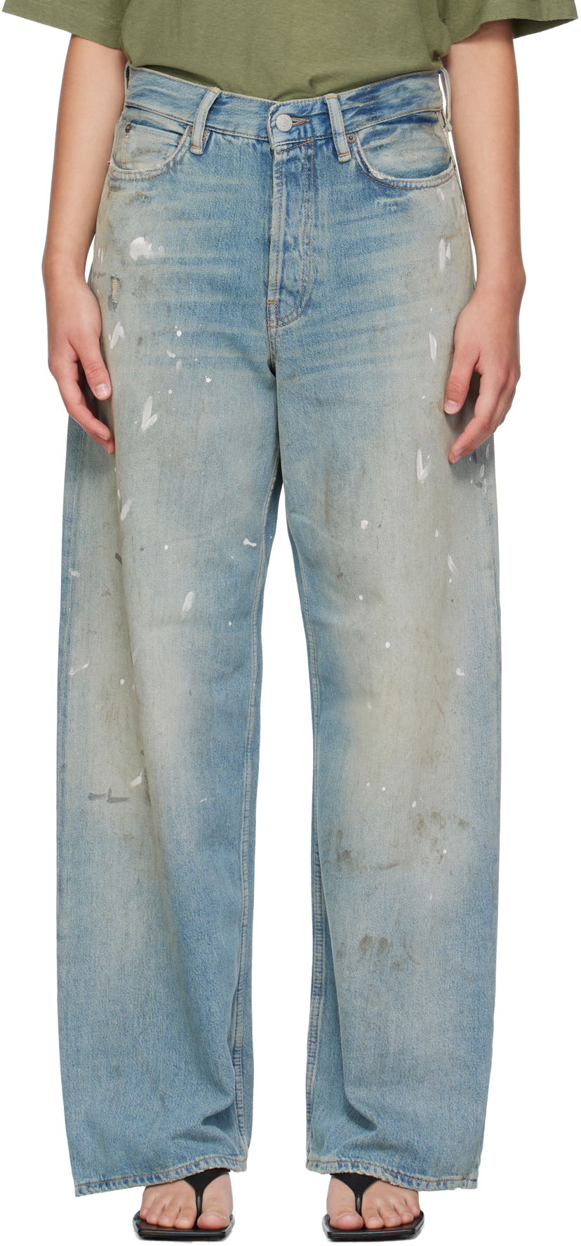 Kavbojke Acne Studios Acne Studios 1981 U Paint Splatter Jeans Modra | C00096-