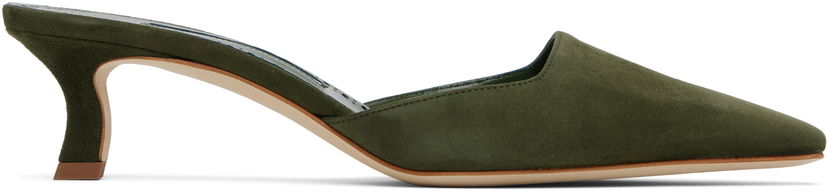 Nega čevljev Manolo Blahnik Manolo Blahnik Moiramu Suede Mules Zelena | 225-1957-0003