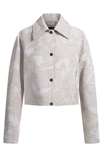 Jakna BOSS Relaxed Fit Floral Blazer Bež | 50530887