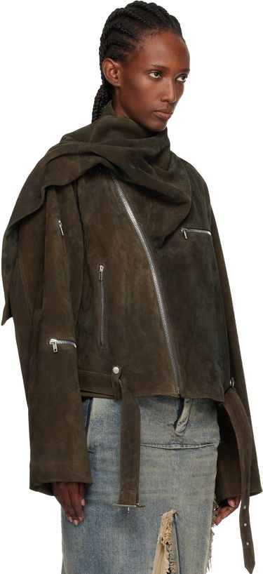Jakna Rick Owens Concordians Cropped Scarf Flight Suede Jacket Rjava | RO02E4793 LCSI, 1