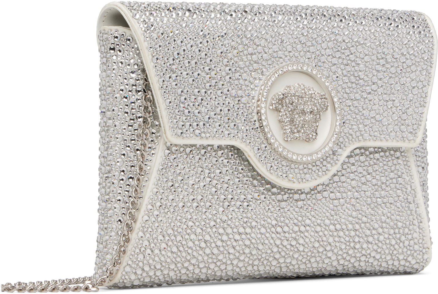 Torbica Versace Crystal Embellished Envelope Clutch Bag Bela | 1003018_1A06487_1W00P, 1