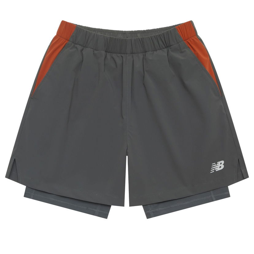 Kratke hlače New Balance 2 In 1 Logo Shorts Siva | NVE25121-CHL