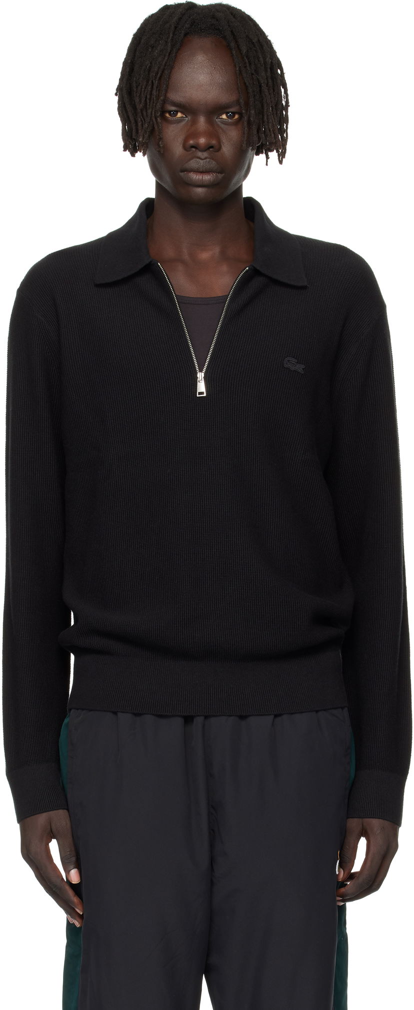 Polo majica Lacoste Lacoste Half-Zip Polo Črna | AH5187_031