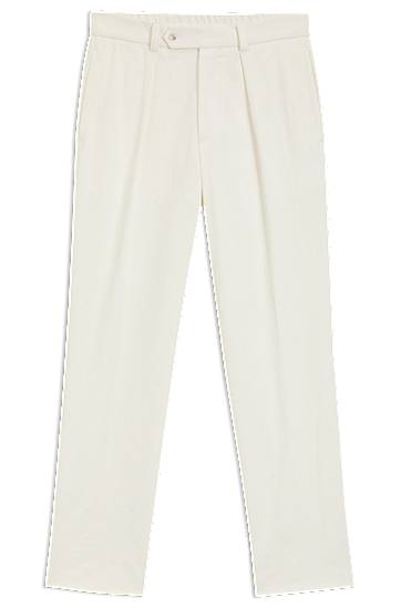 Hlače BOSS BECKHAM x BOSS Stretch Cotton Trousers Bela | 50549203