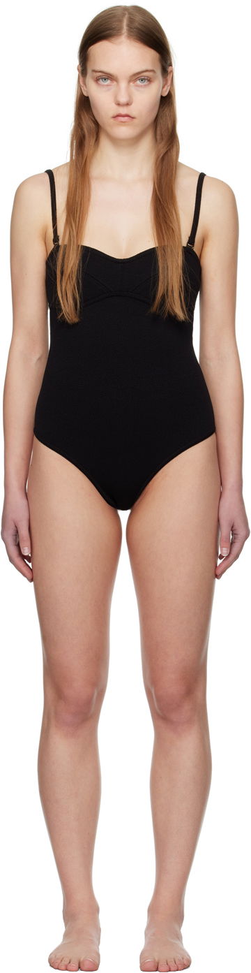Bodi Bottega Veneta Textured Bodysuit Črna | 782623 V40F0