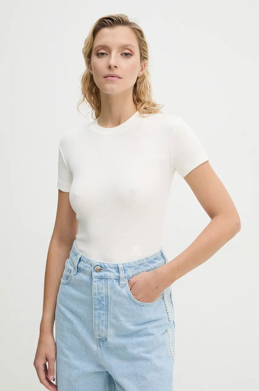 Majica Nanushka Axton Fitted Short Sleeve T-shirt Bela | NW24PFTP2490