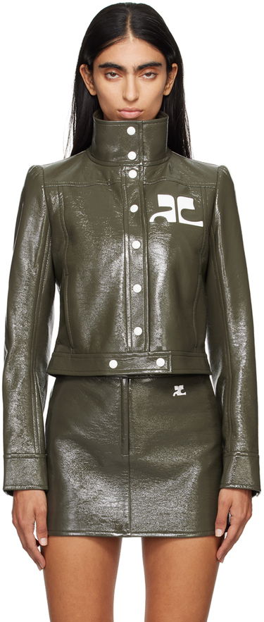 Bomber jakna Courrèges Courrèges Reedition Cropped Faux-Leather Jacket Zelena | 223CBL005VY0014, 0