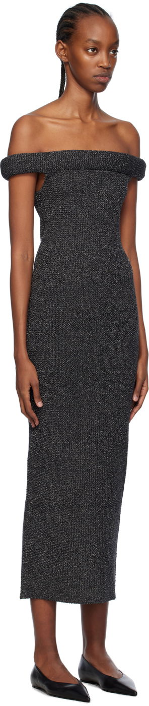 Obleke TOTEME TOTEME Off-The-Shoulder Midi Dress Siva | 241-WRD1179-YA0031, 1