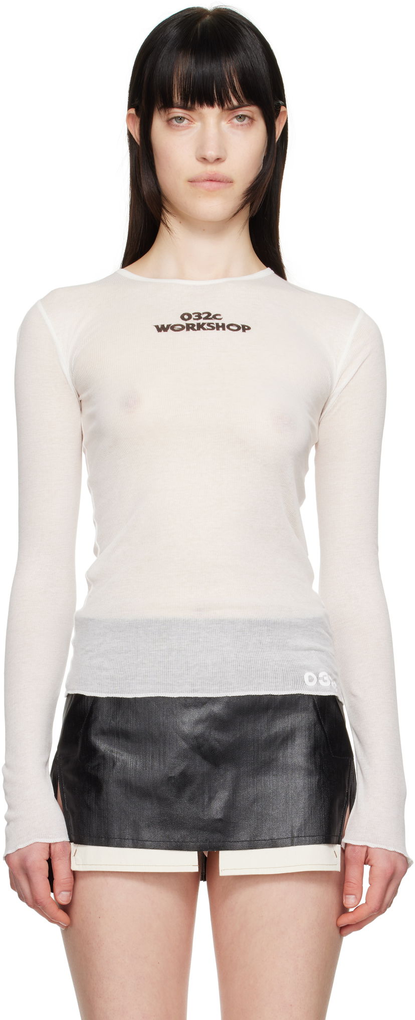 Pleteni pulover 032C 032c Fine Rib Longsleeve T-Shirt Bela | S25-URC-0281-100-W