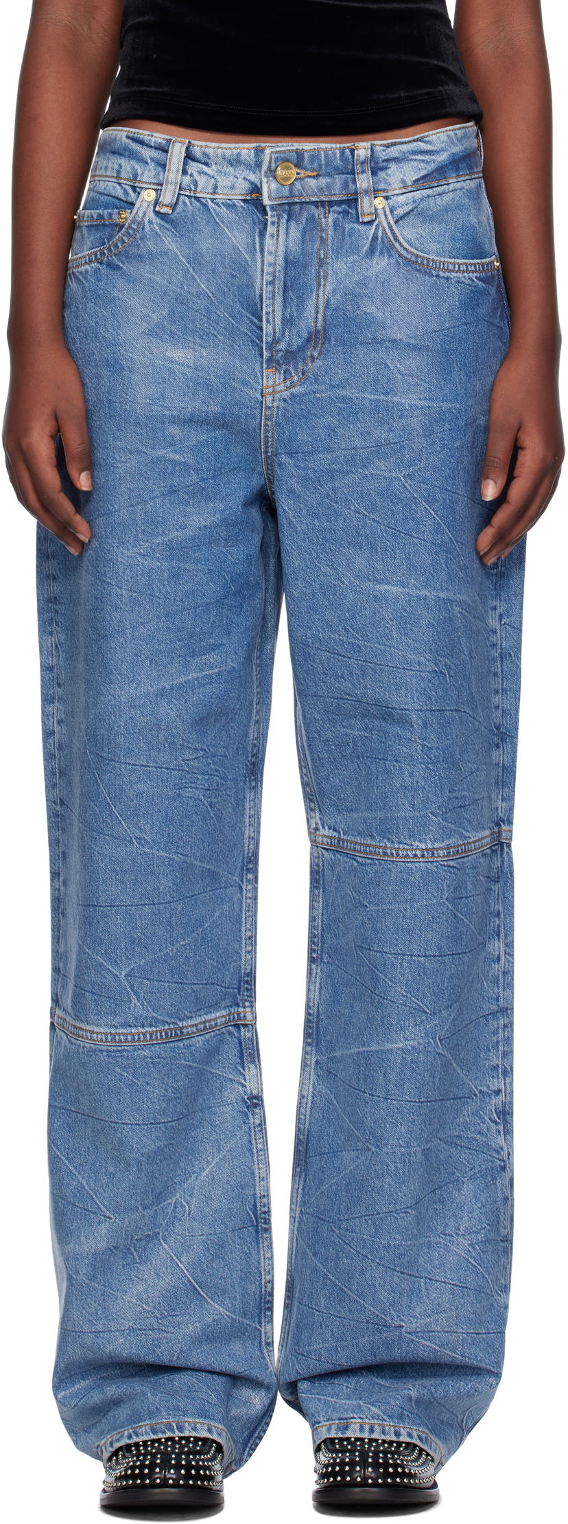 Kavbojke GANNI GANNI Izey Spliced Wide-Leg Jeans Modra | J1538