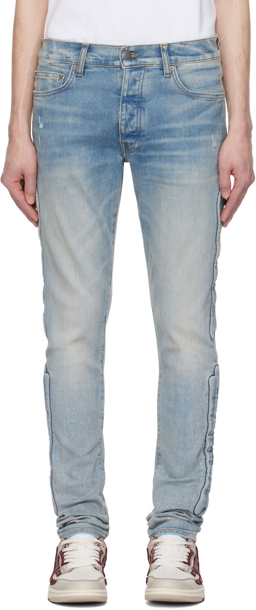 Kavbojke AMIRI AMIRI 3D Bones Skinny Jeans Modra | AMDNSY1132