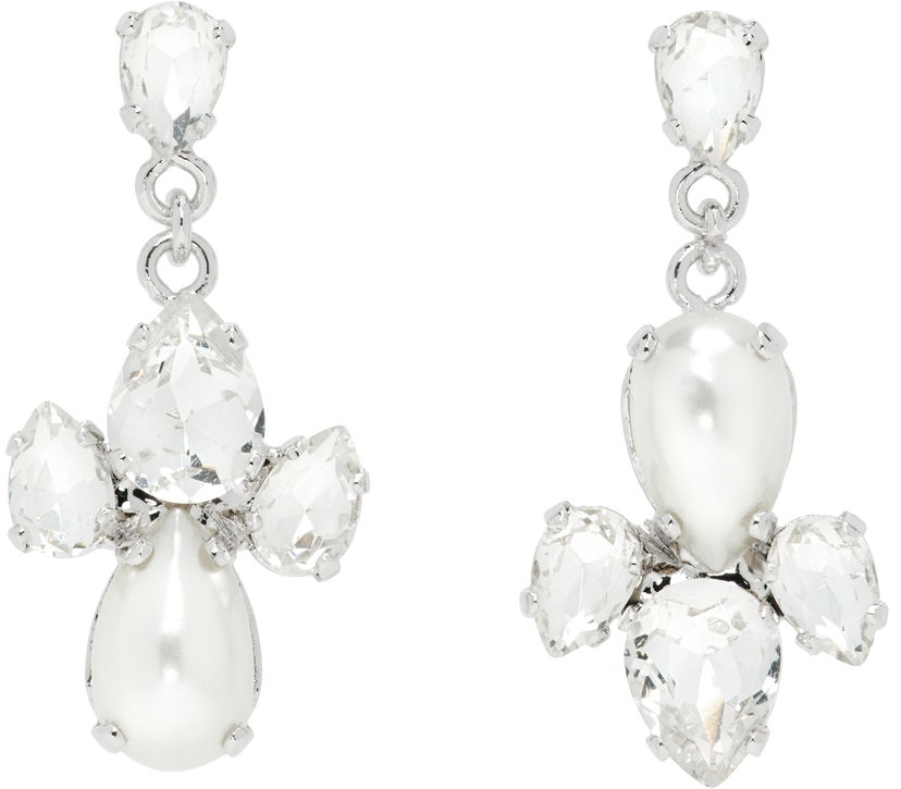 Uhani Simone Rocha Simone Rocha Victorian Faux-Pearl & Crystal Floret Drop Earrings Bela | ERG537 0906