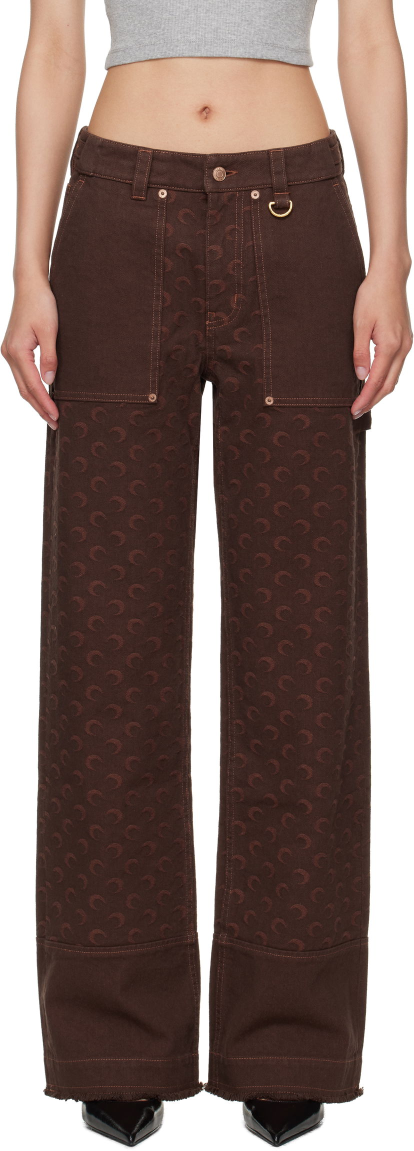 Cargo hlače Marine Serre Marine Serre Moon Jacquard Twill Workwear Cargo Pants Rjava | WPA141B CWOV0063